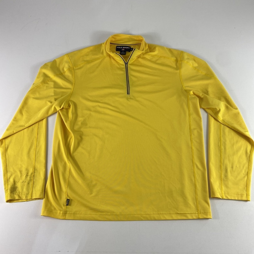 Vintage Polo Sport Ralph Lauren Pullover Mens XL Yellow 1/4 Zip Long Sleeve USA